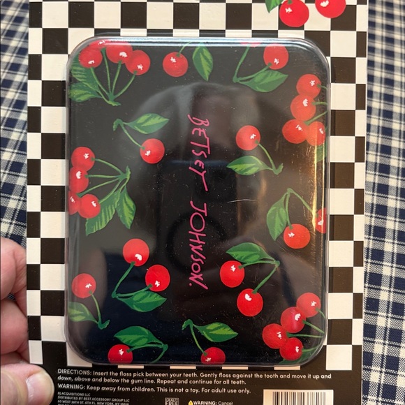 Betsey Johnson Cherry Design Dental Flossers with reusable travel tin - Picture 5 of 5